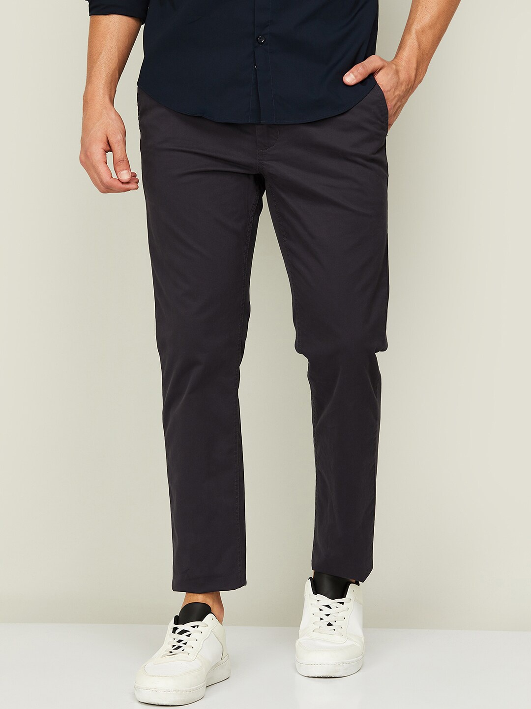 

Fame Forever by Lifestyle Men Navy Blue Tapered Fit Chinos Trousers