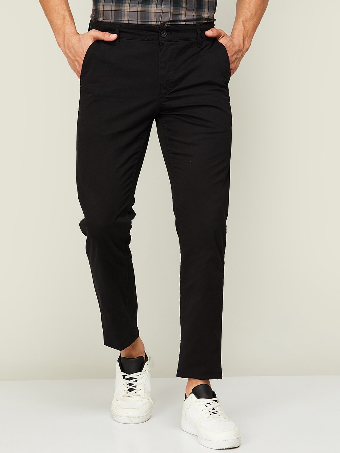 

Fame Forever by Lifestyle Men Black Tapered Fit Chinos Trousers