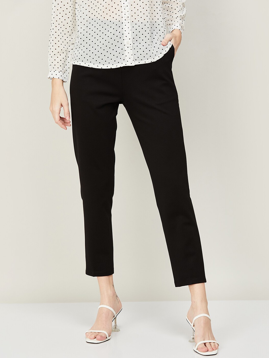 

CODE by Lifestyle Women Black Slim Fit High-Rise Trouser