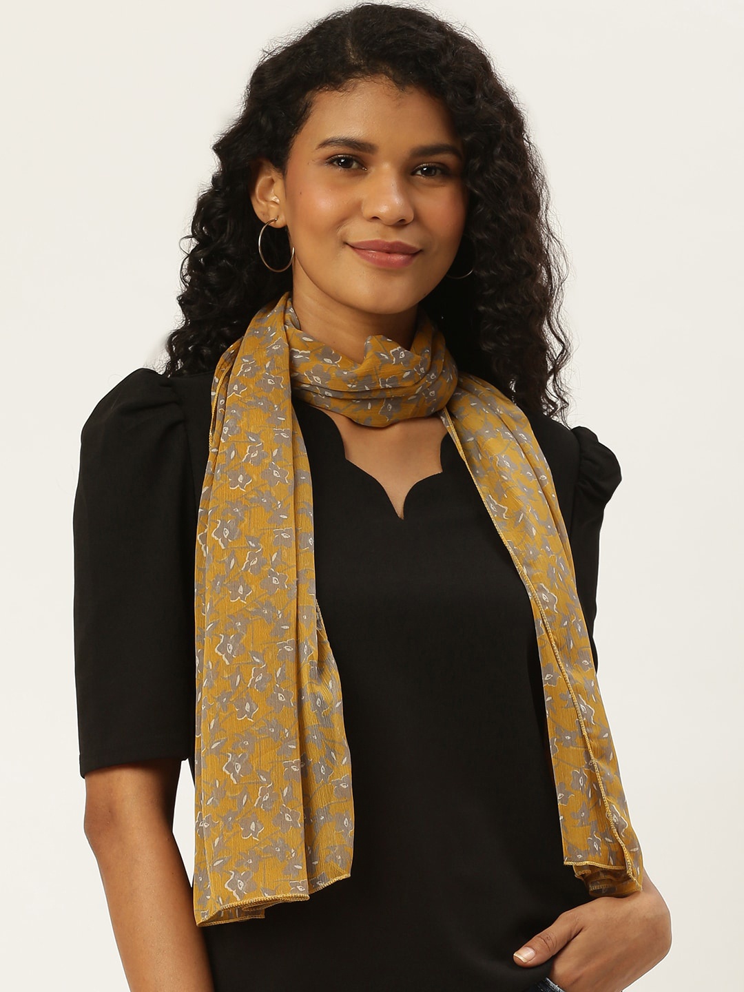 

Trend Arrest Women Mustard & Grey Printed Scarf