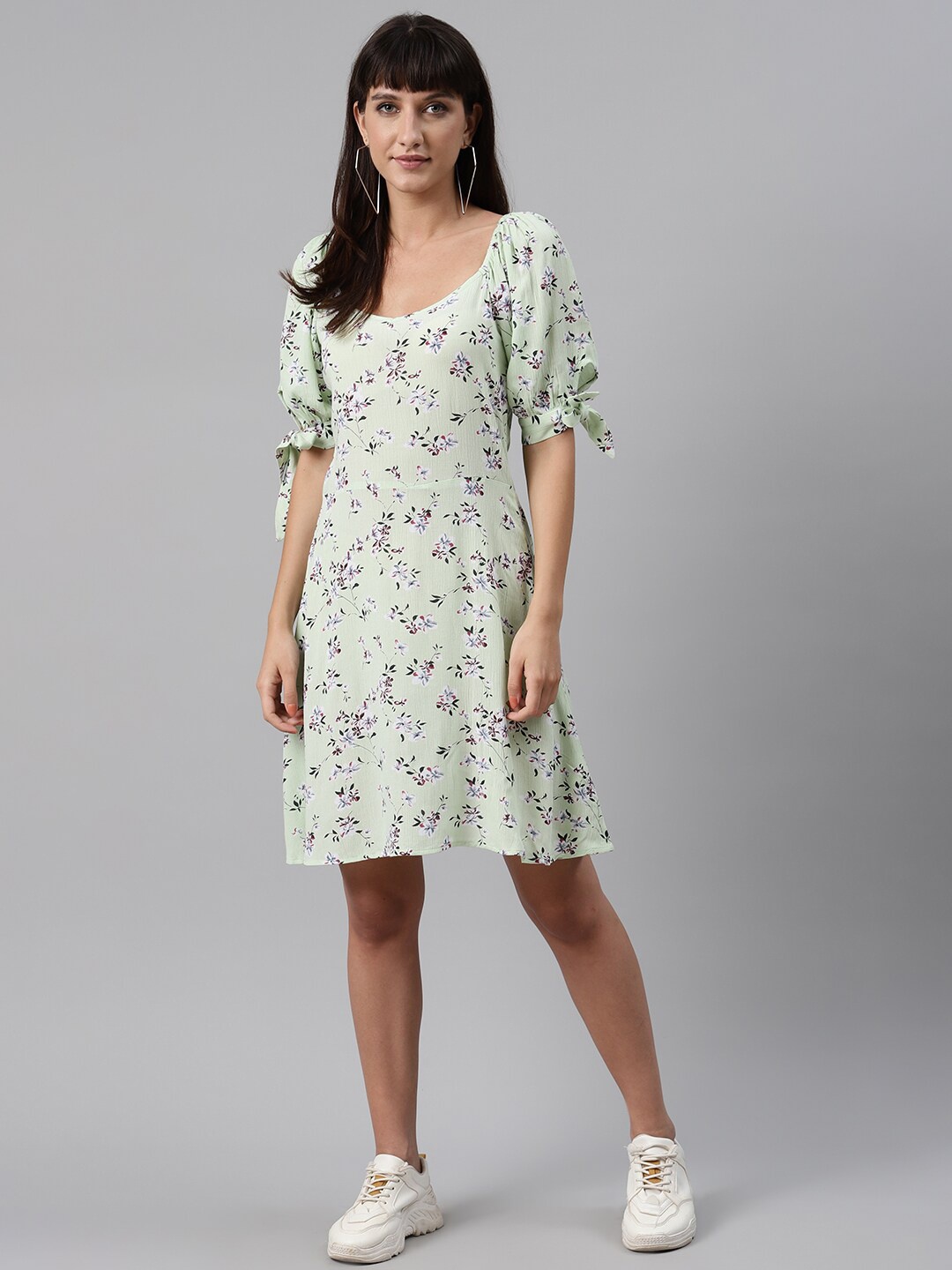 

Trend Arrest Women Green Floral A-Line Dress