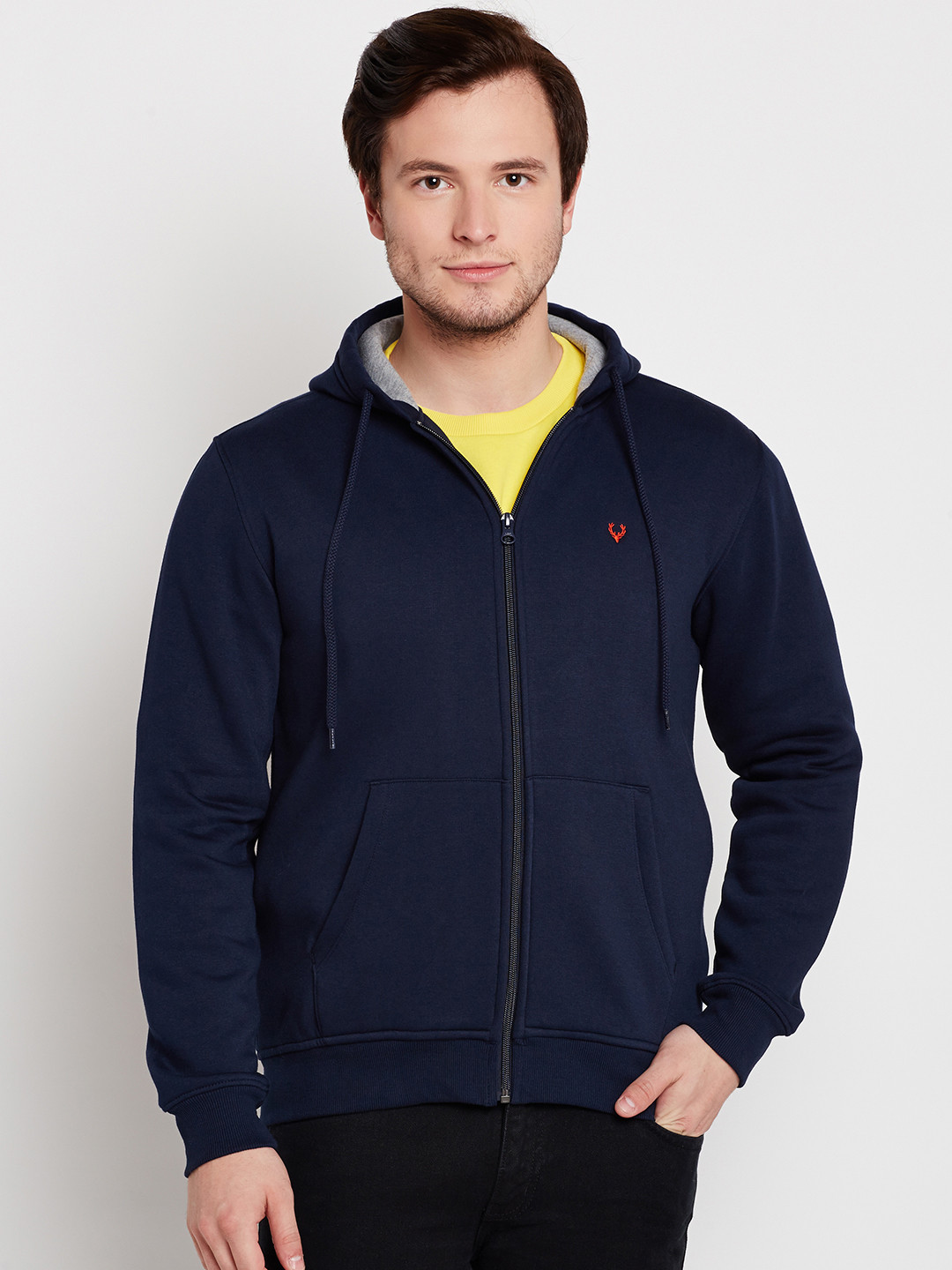 

Allen Solly Men Navy Solid Hooded Sweatshirt, Navy blue