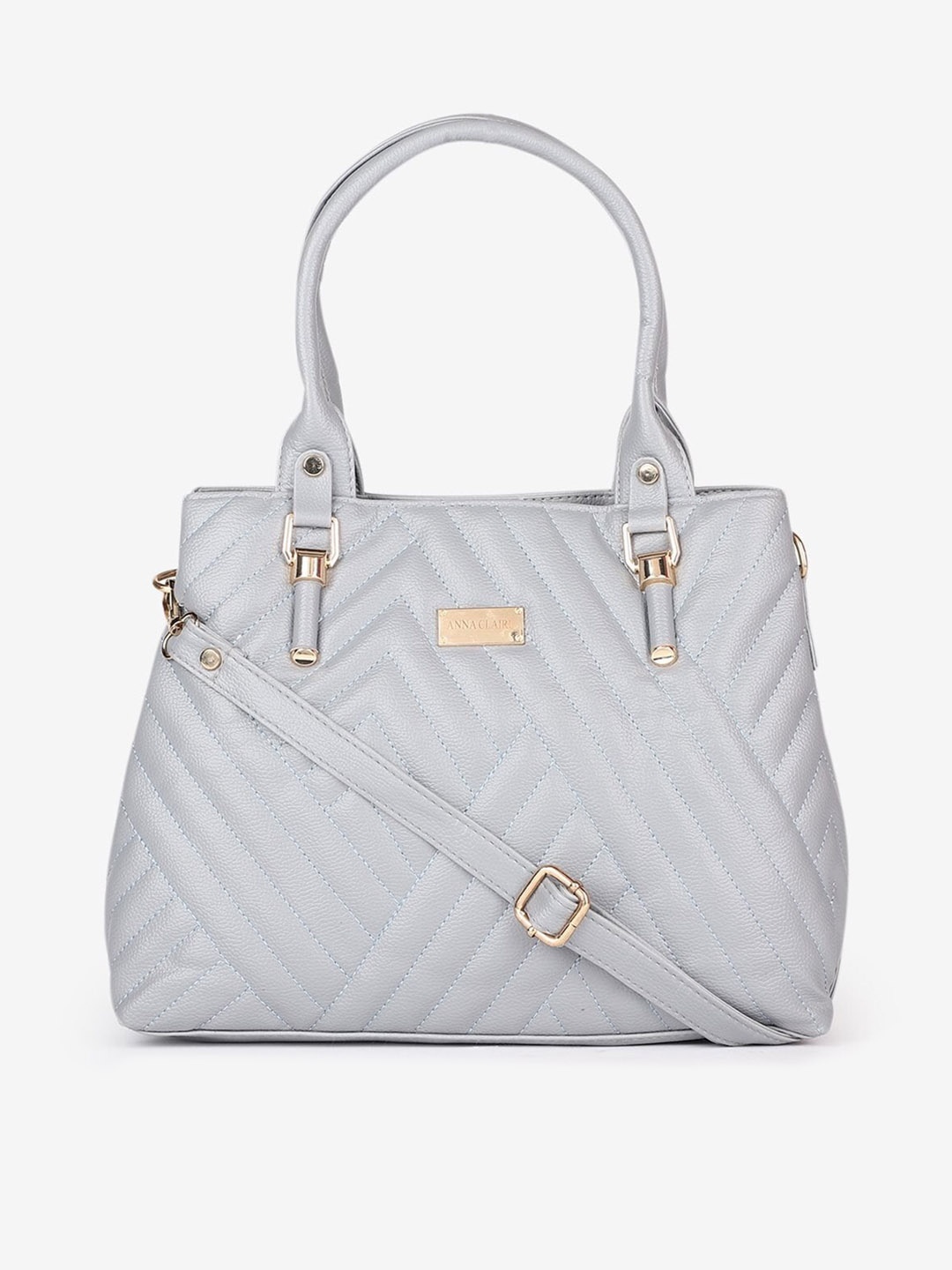 

Anna Claire Grey PU Structured Shoulder Bag with Quilted