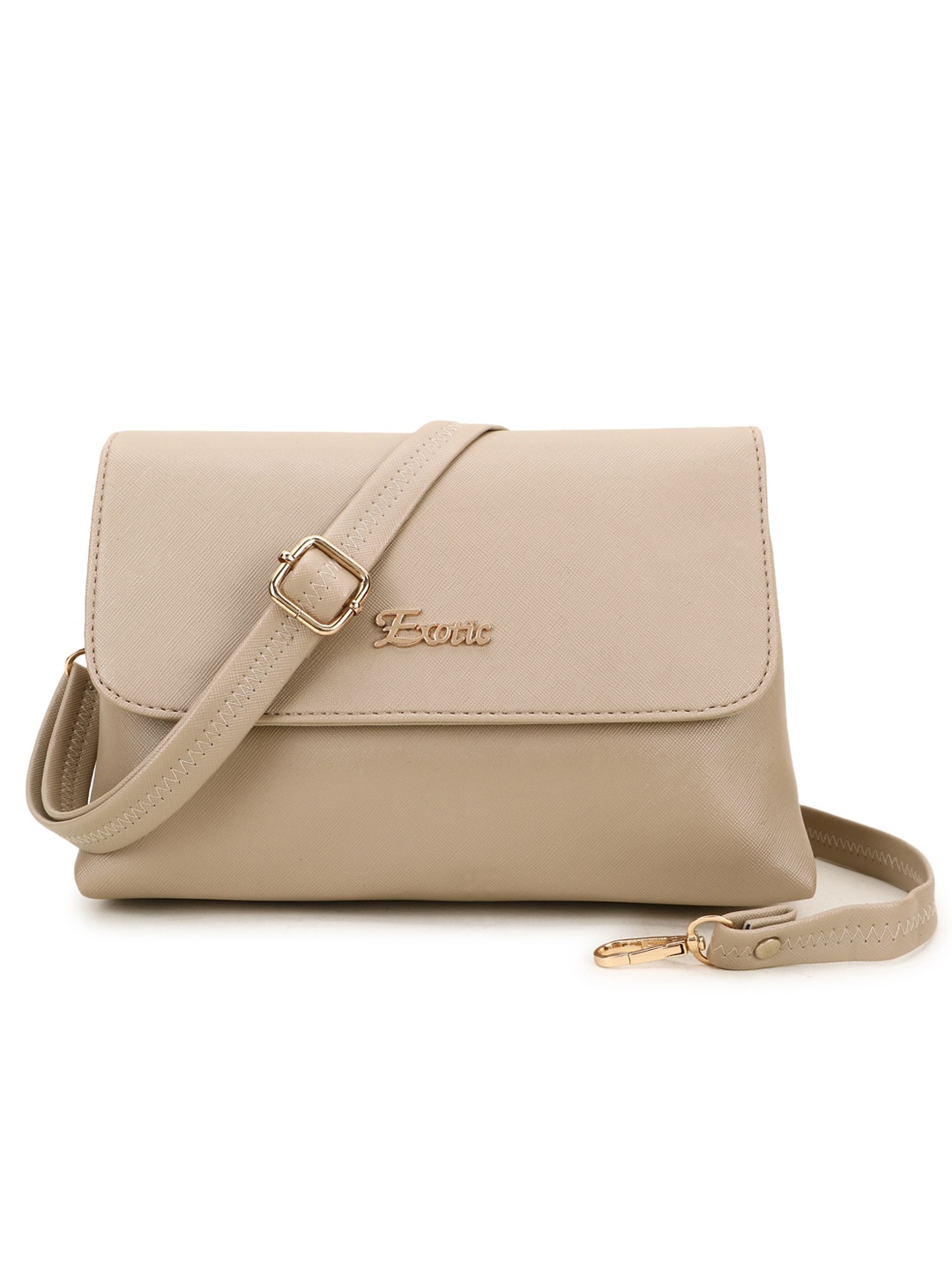 

Exotic Cream-Coloured PU Structured Handheld Bag