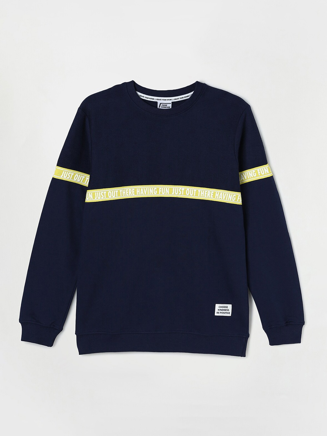 

Fame Forever by Lifestyle Boys Navy Blue Cotton Striped Sweatshirt