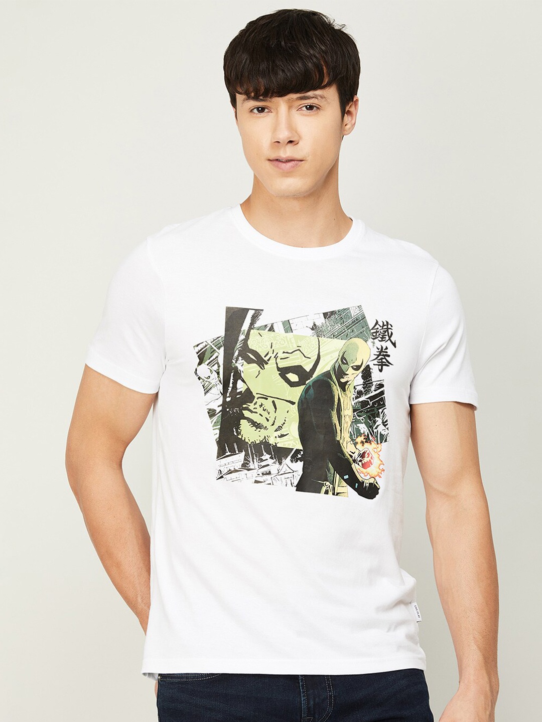 

Fame Forever by Lifestyle Men White Printed Slim Fit Cotton T-shirt