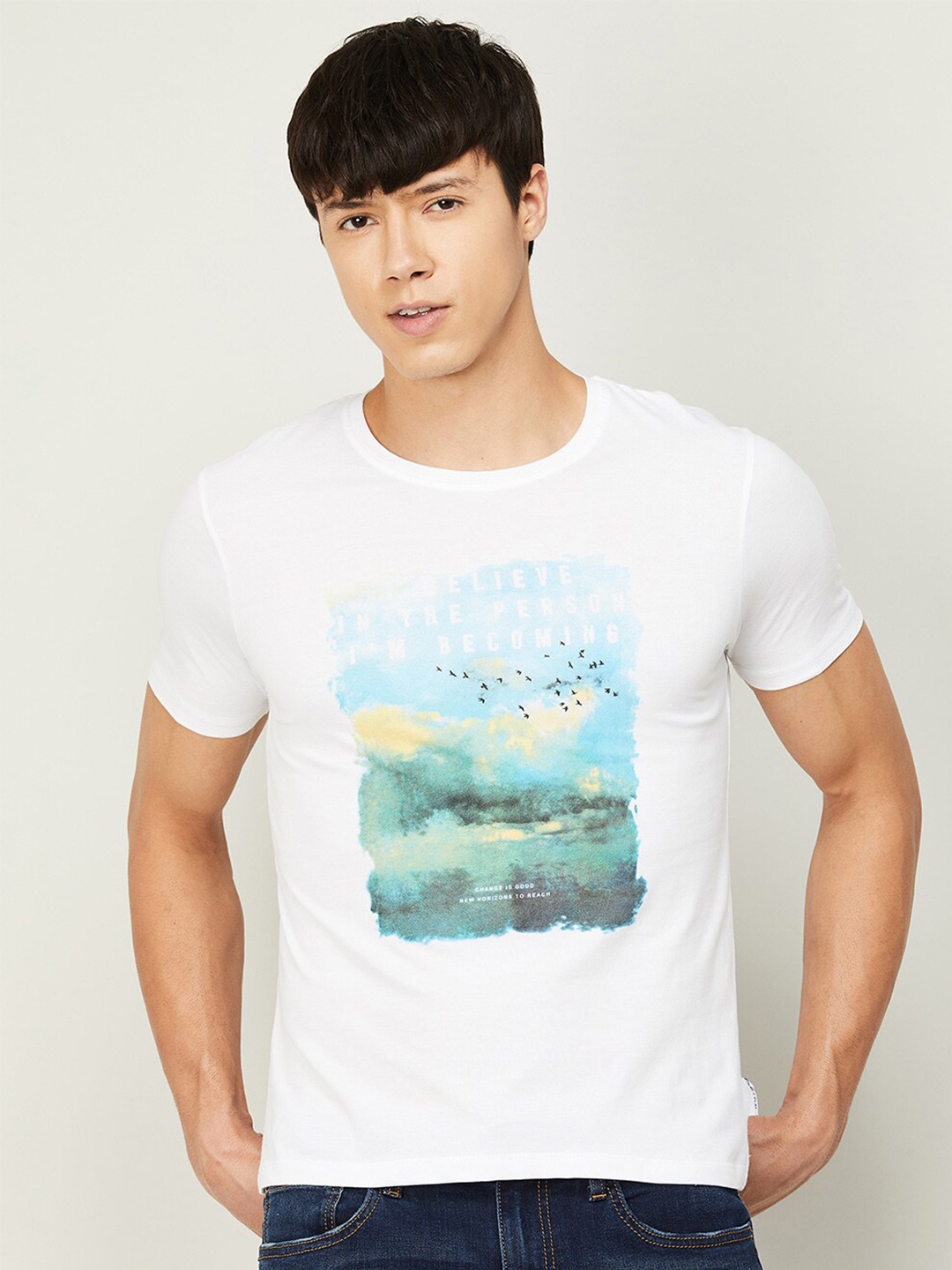 

Fame Forever by Lifestyle Men White Printed Cotton T-shirt