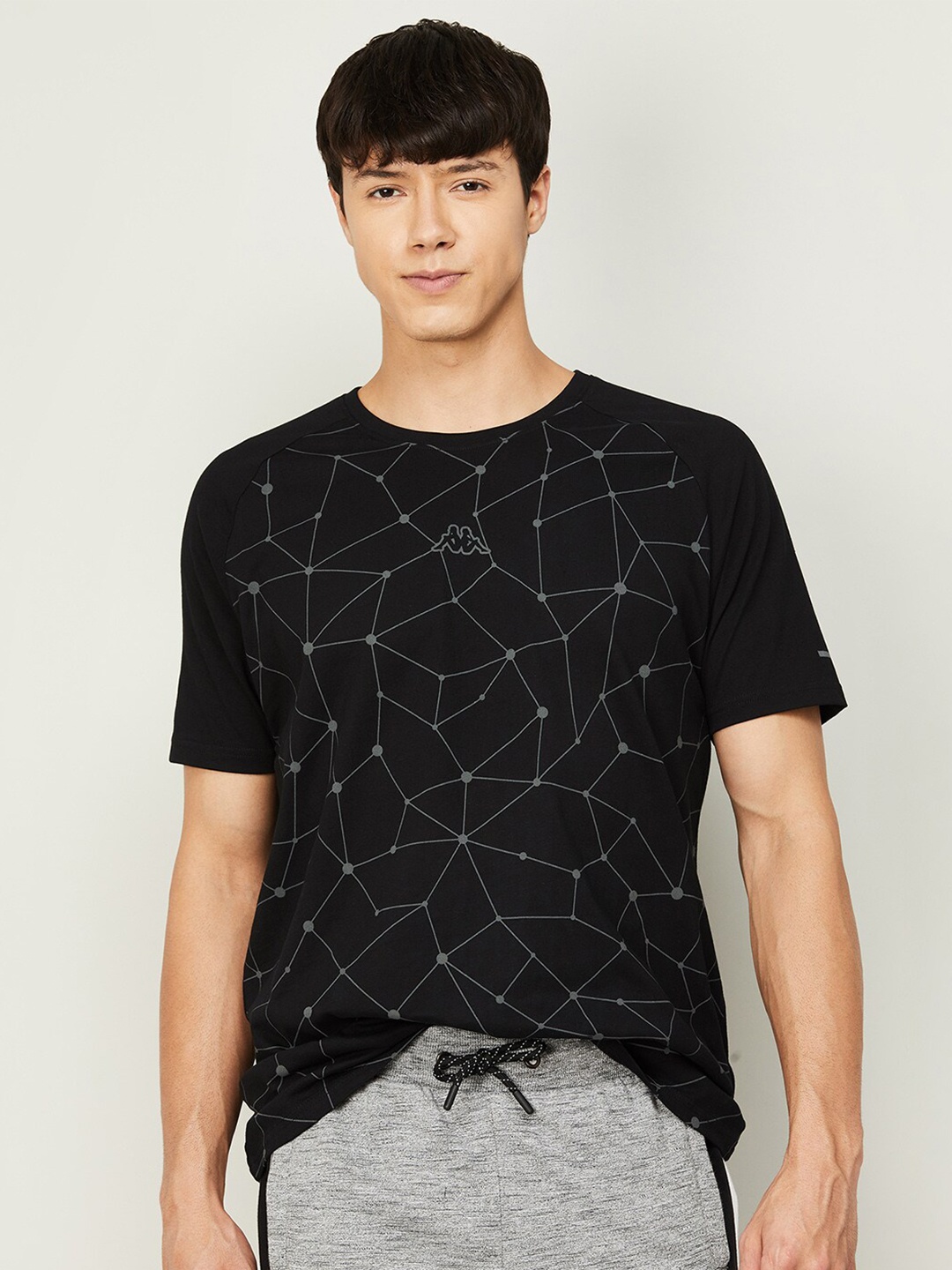 

Kappa Men Black Printed Cotton T-shirt
