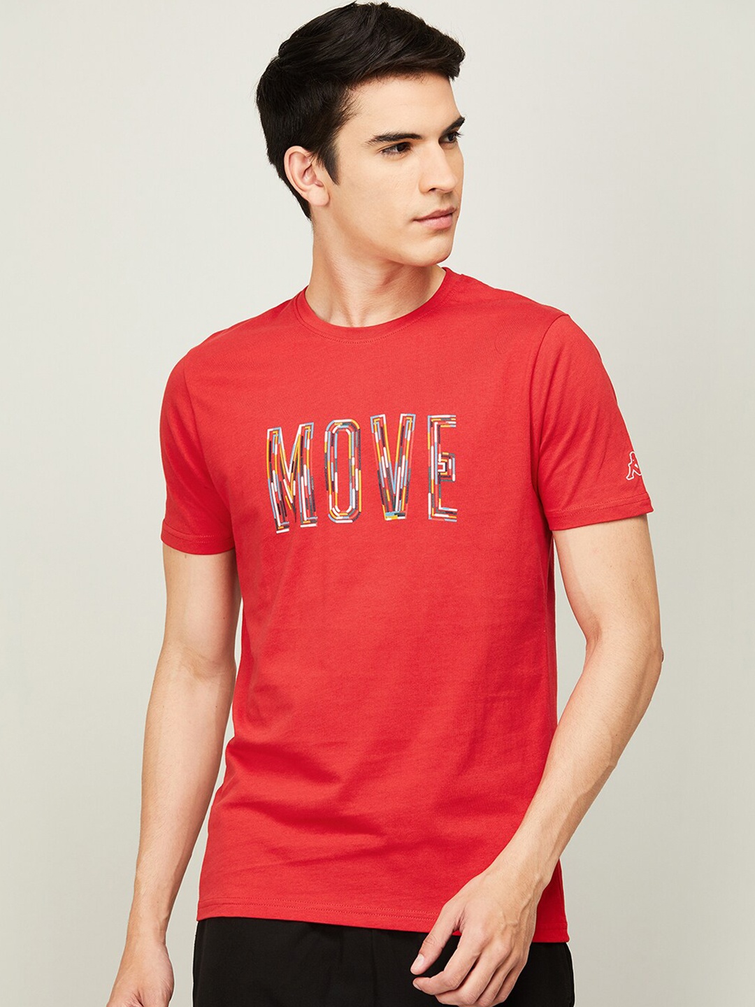 

Kappa Men Red Typography Printed Applique Slim Fit T-shirt