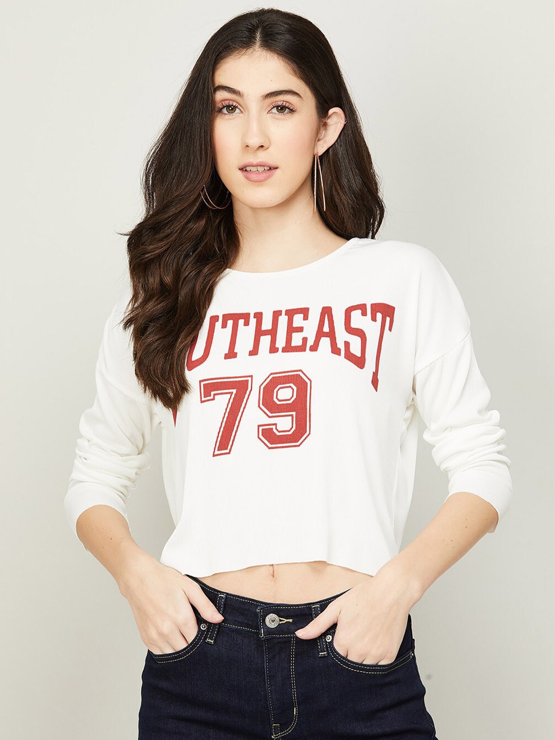 

Ginger by Lifestyle Women White Typography Printed Oversized Cotton T-shirt