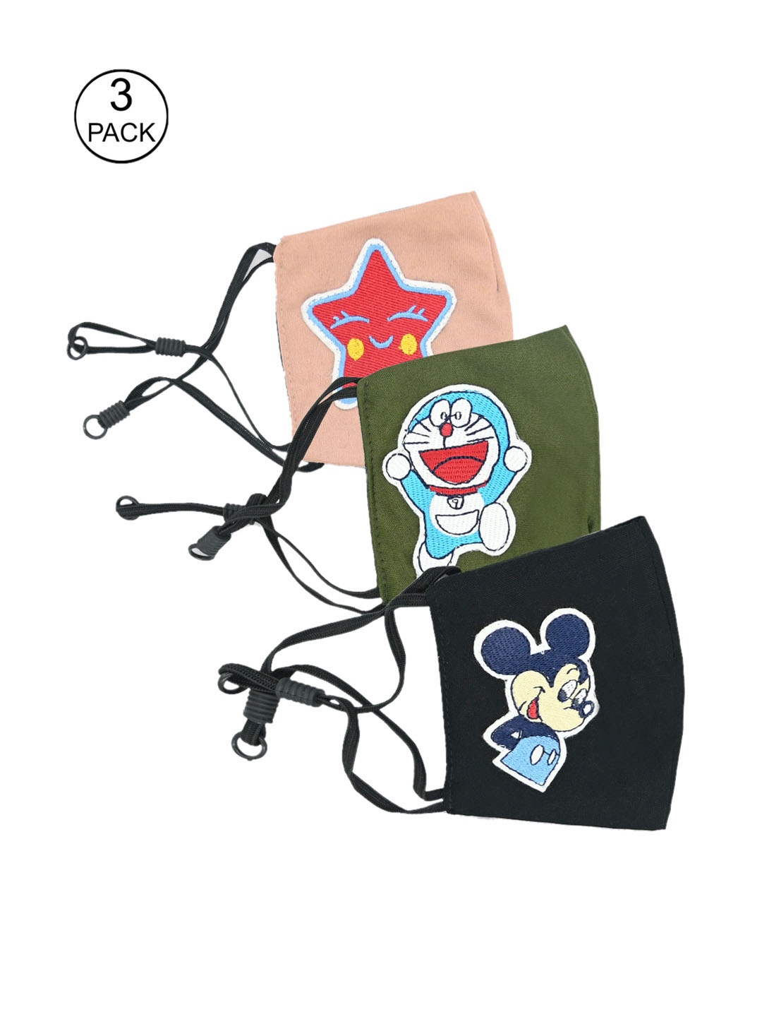 

Trend Arrest Kids Pack Of 3 Printed Reusable Masks, Peach
