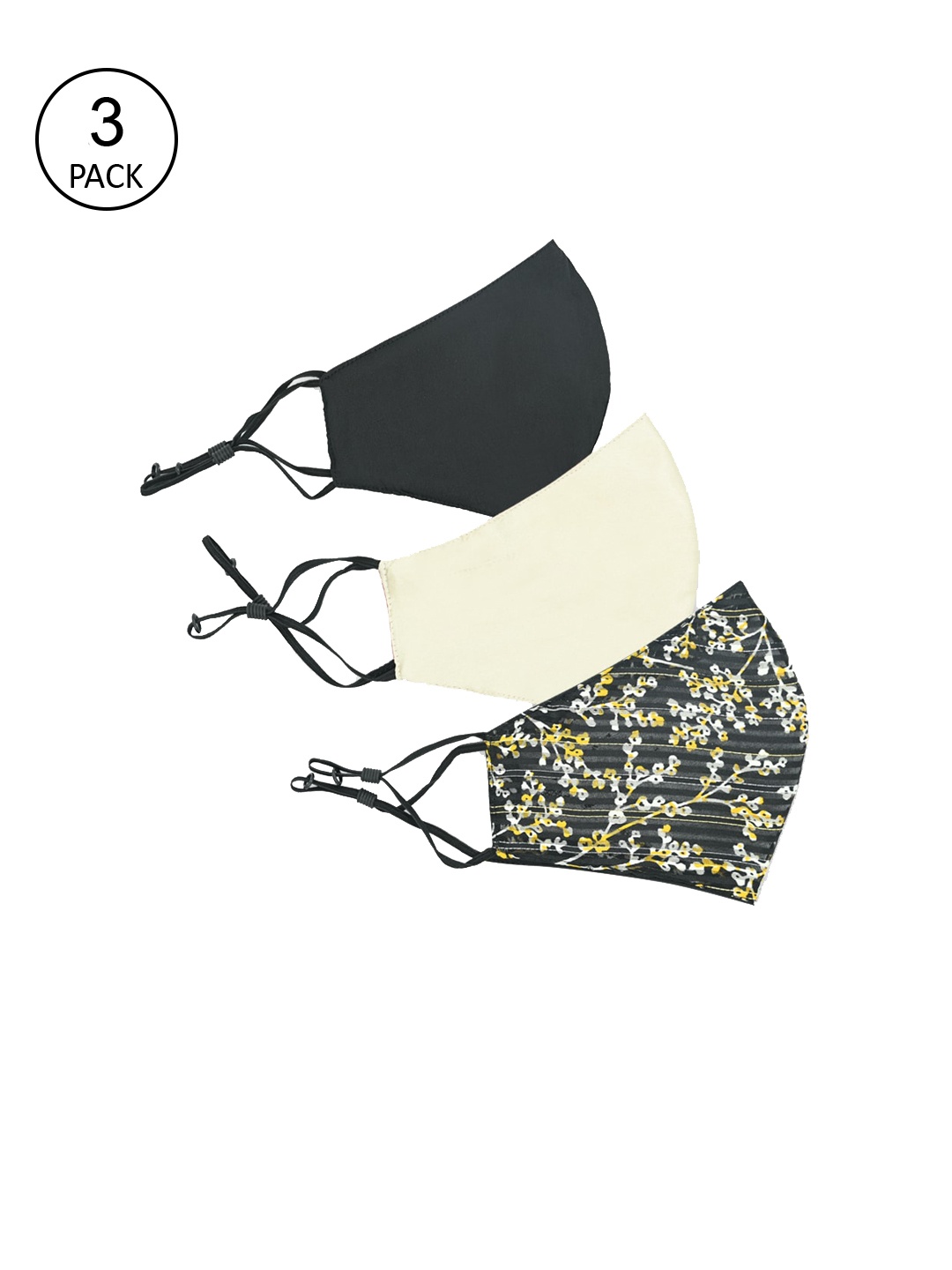 

Trend Arrest Women Pack Of 3 Printed Reusable Masks, Off white