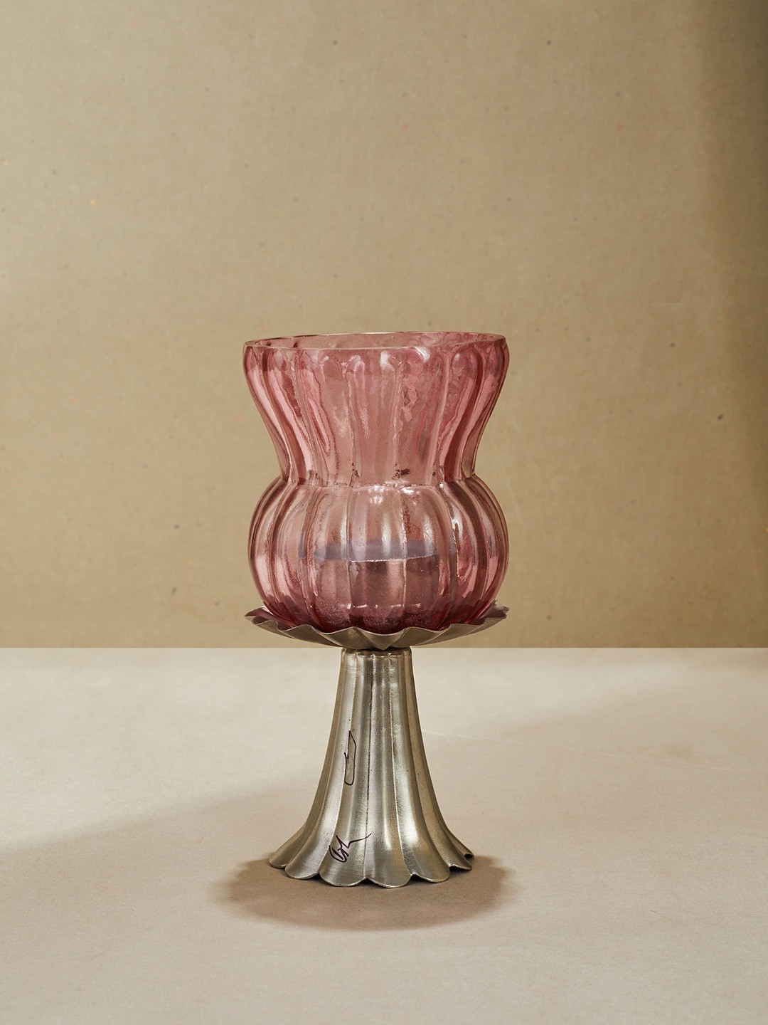 

Fabindia Pink Solid Glass Candle Holders