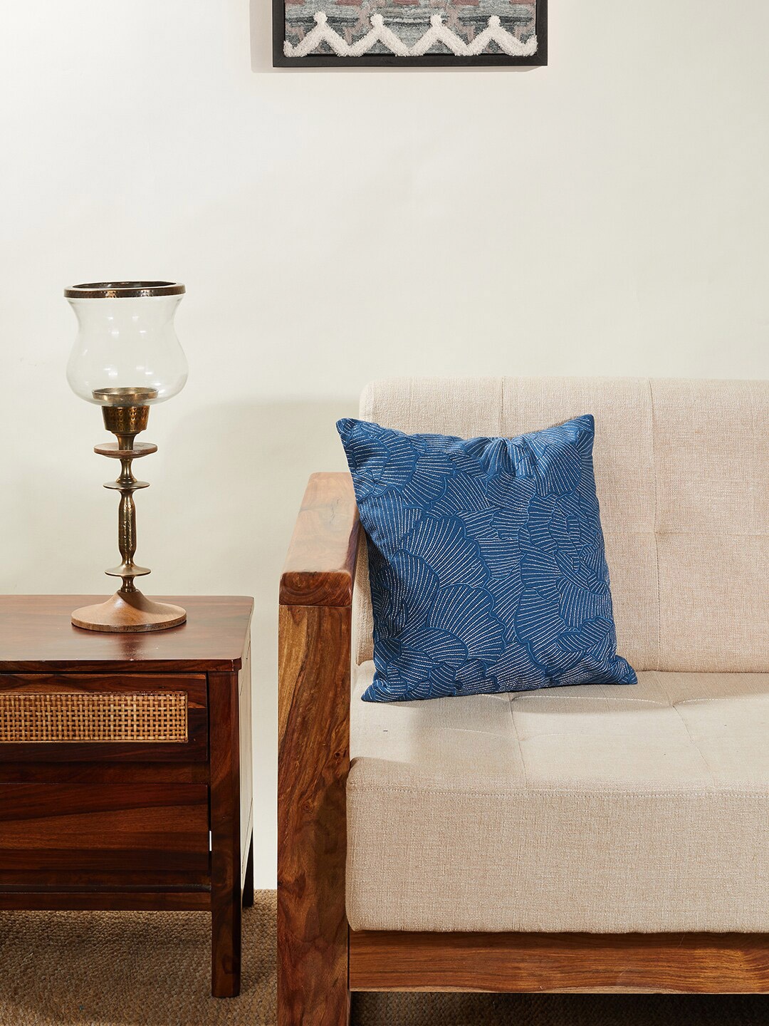 

Fabindia Teal & White Embroidered Square Cushion Covers