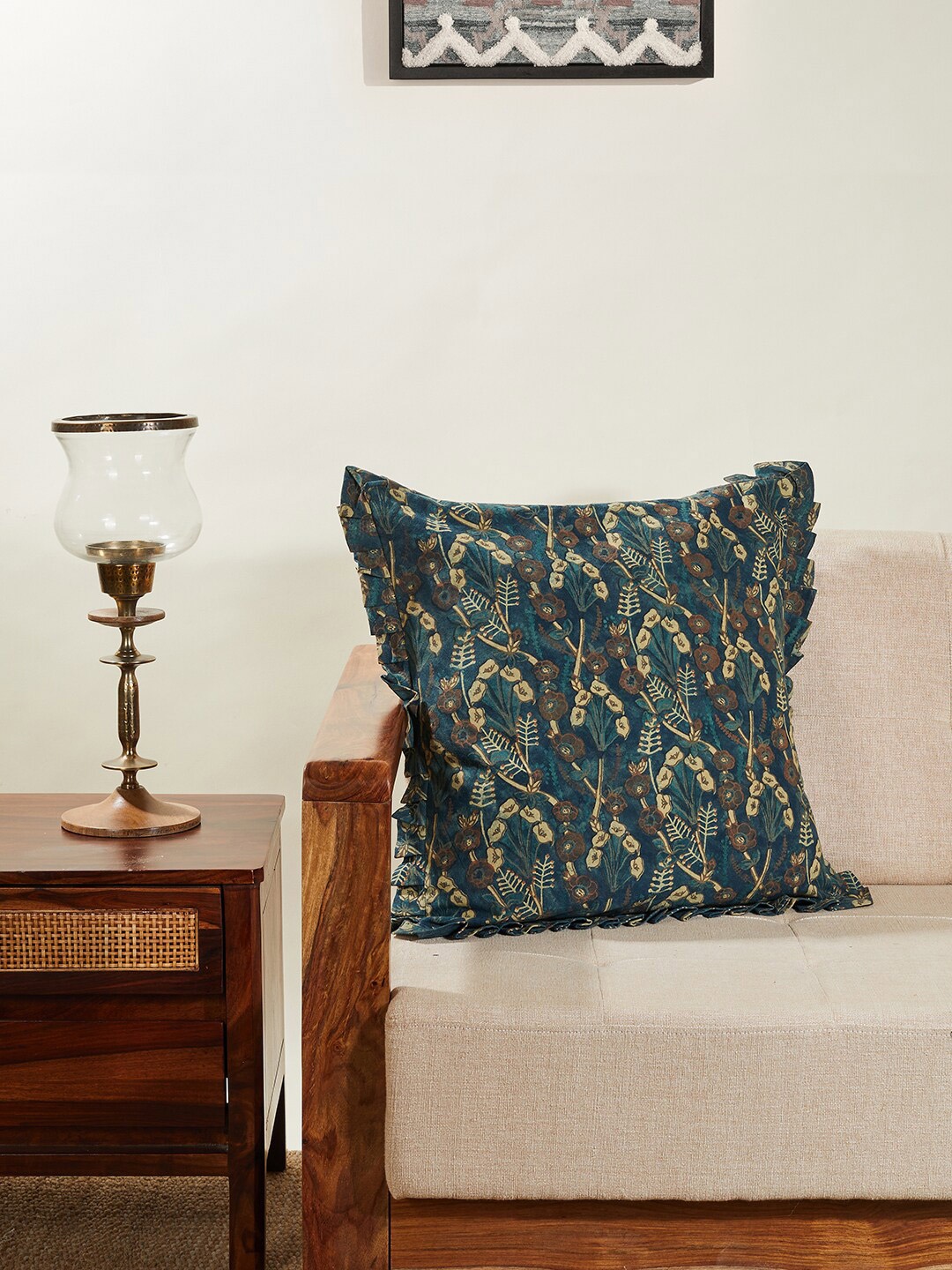 

Fabindia Blue & Brown Floral Square Cushion Covers