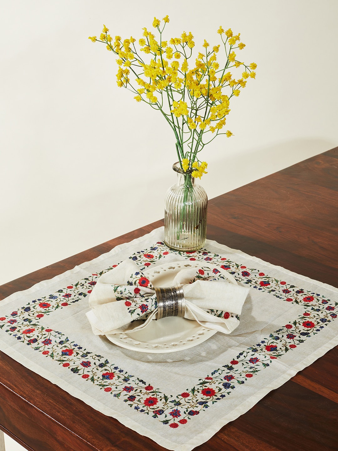 

Fabindia Set Of 6 Red & Beige Printed Cotton Table Napkins