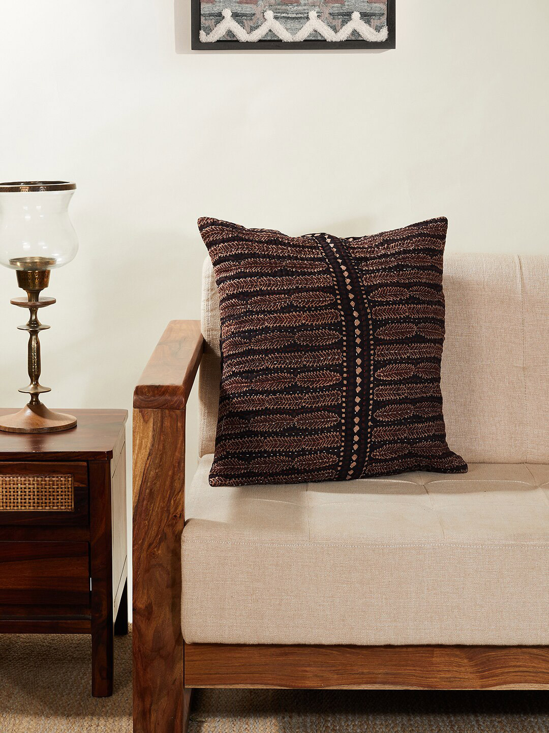 

Fabindia Maroon & Brown Ethnic Motifs Square Cotton Cushion Covers
