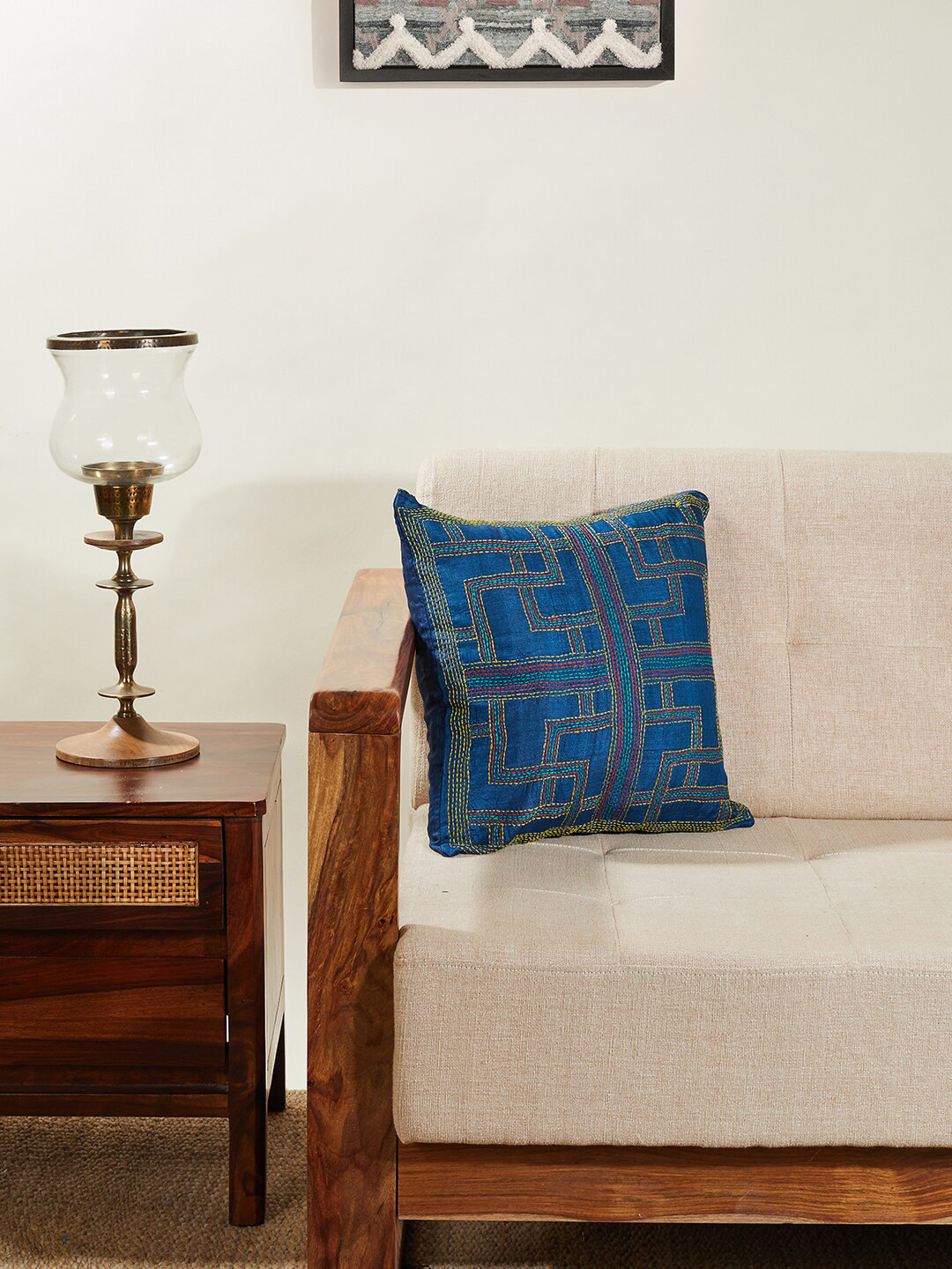 

Fabindia Blue & Red Embroidered Square Cushion Covers
