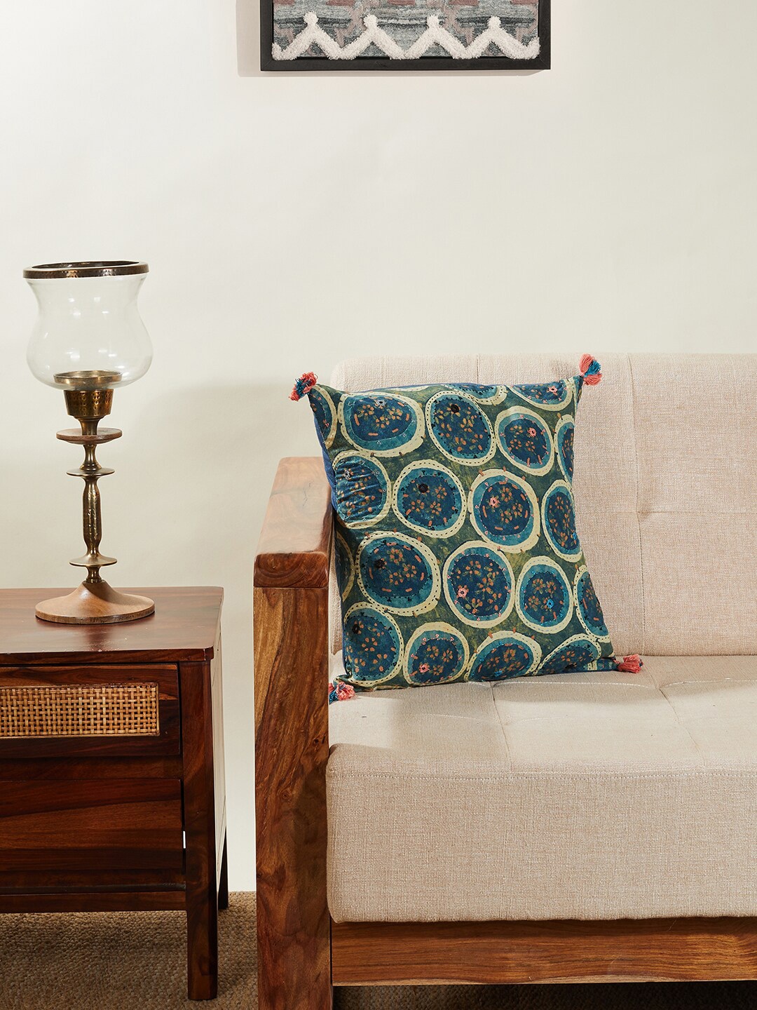 

Fabindia Blue & Green Embroidered Square Cushion Covers