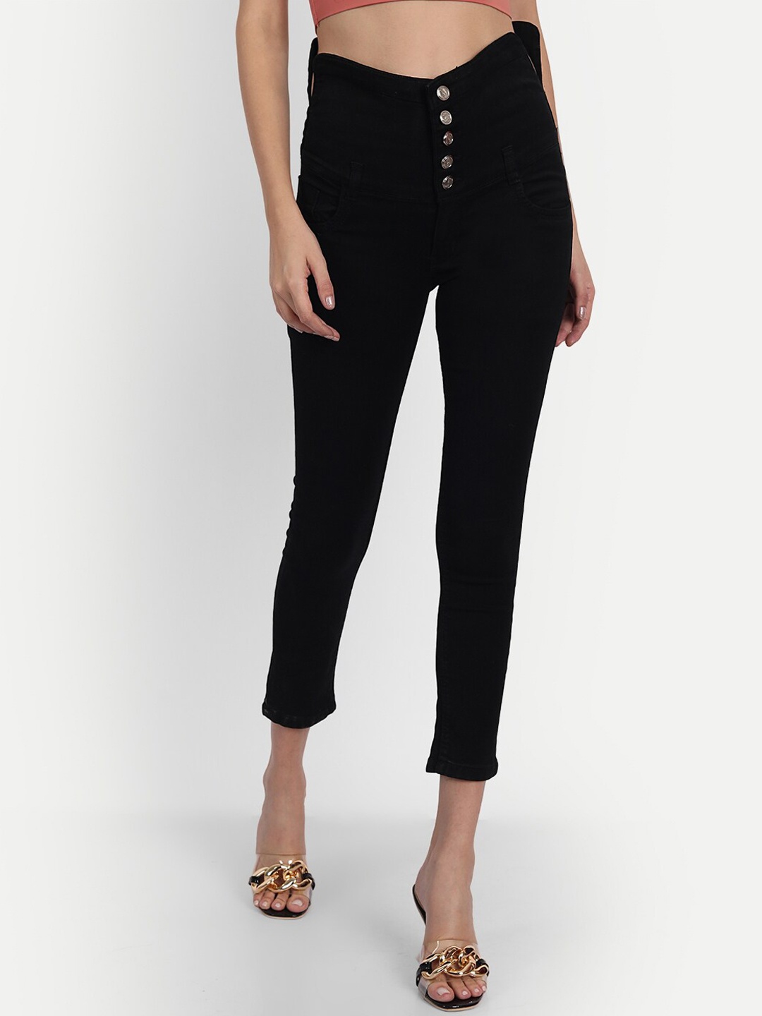 

Next One Women Black Jean Skinny Fit High-Rise Stretchable Cotton Jeans