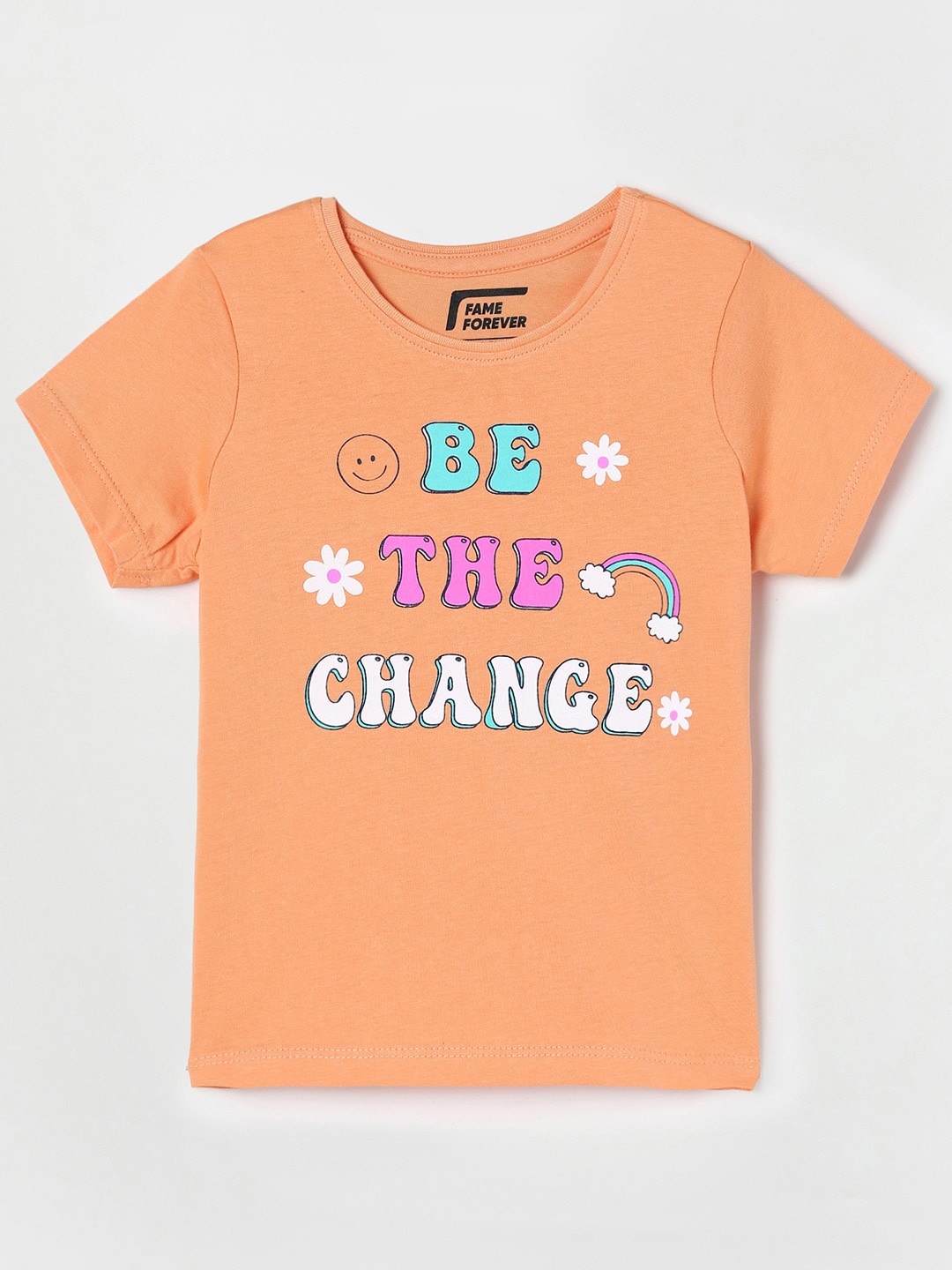 

Fame Forever by Lifestyle Girls Orange Printed Cotton T-shirt