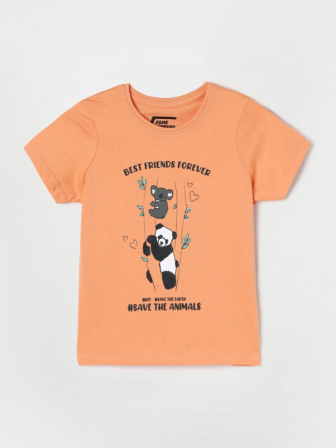 

Fame Forever by Lifestyle Girls Orange Printed Cotton T-shirt