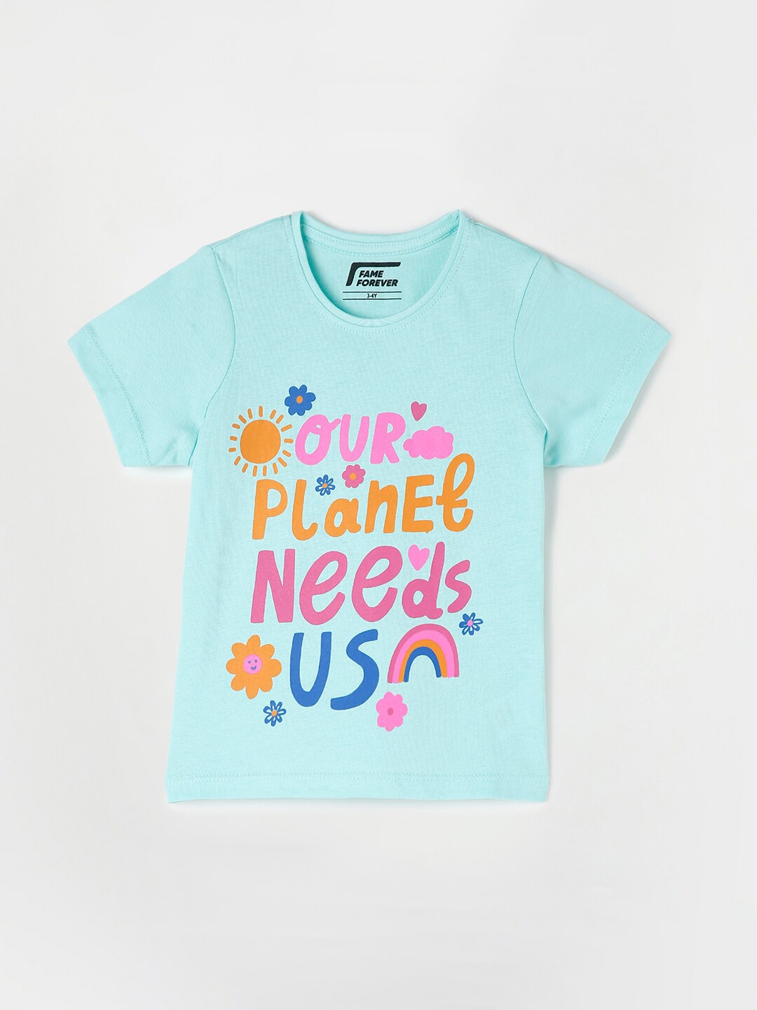 

Fame Forever by Lifestyle Girls Sea Green Printed Cotton T-shirt