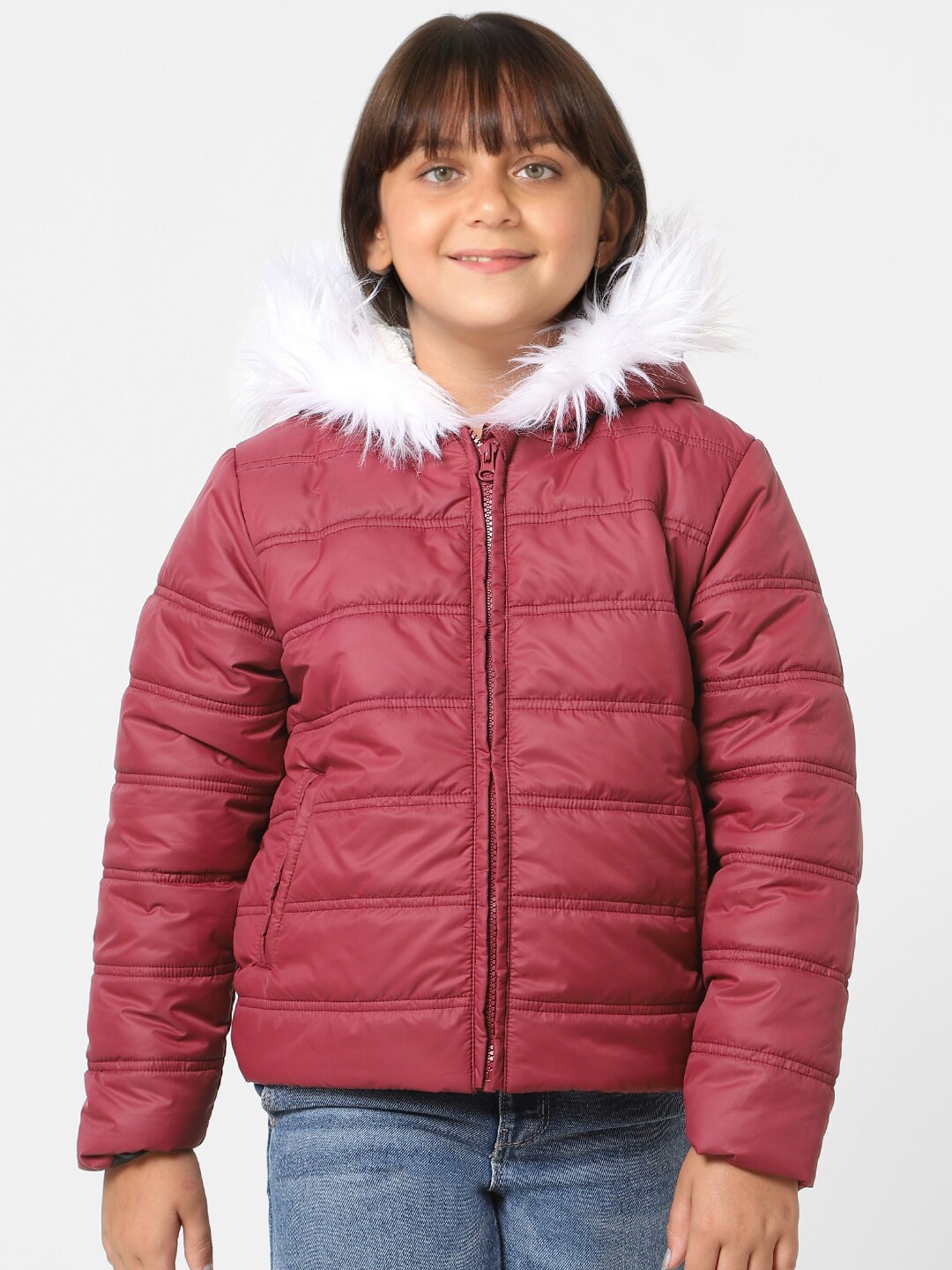 

KIDS ONLY Girls Red Solid Puffer Jacket