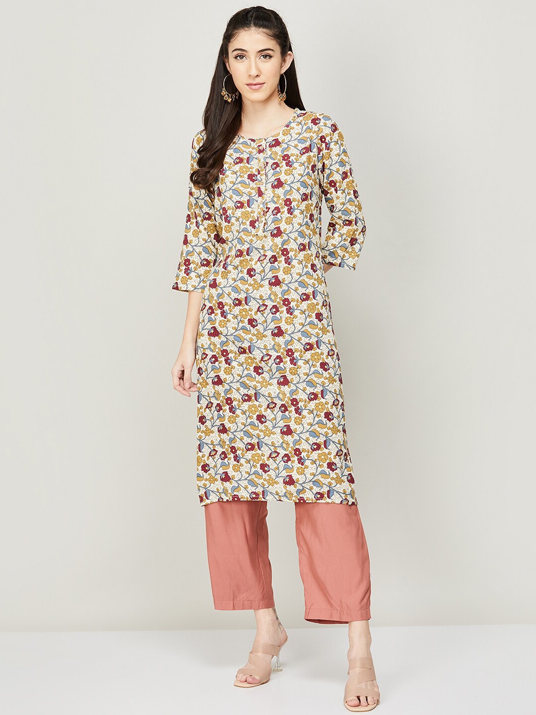 

Melange by Lifestyle Women Off White Printed Kurta