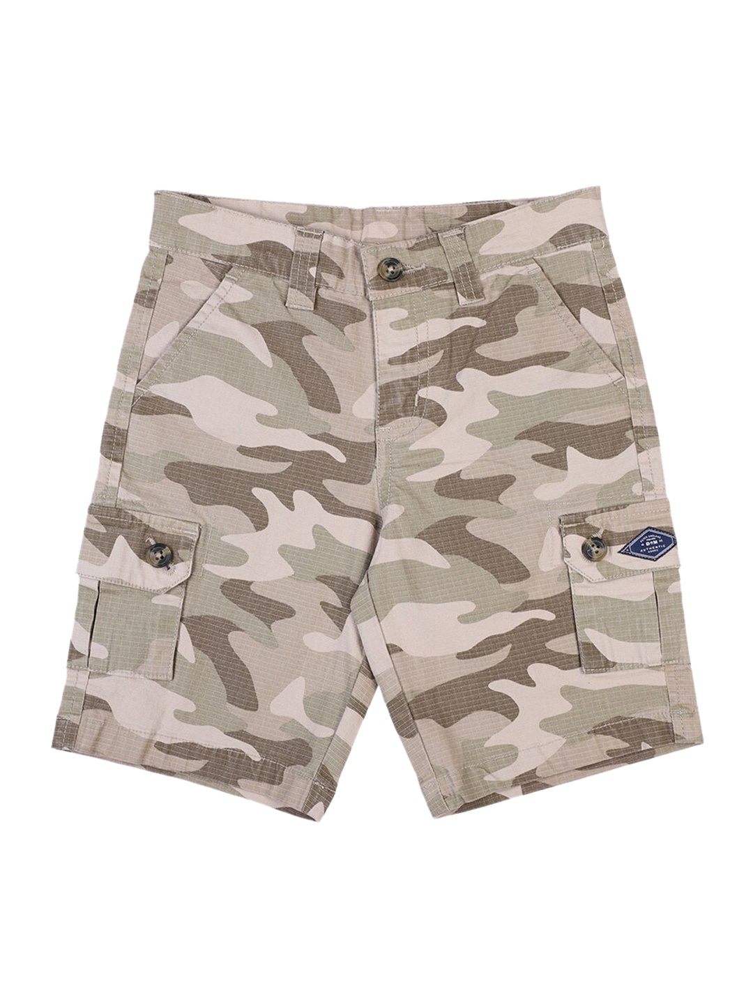

Peter England Boys Camouflage Printed Cotton Cargo Shorts, Olive