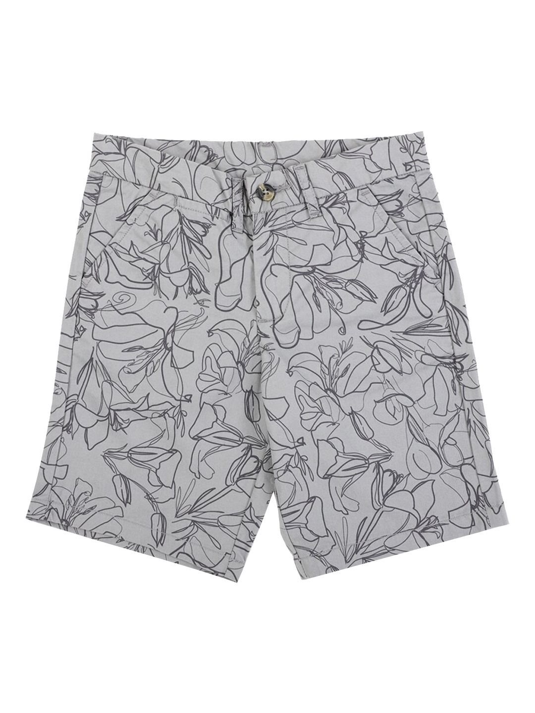 

Peter England Boys Grey Floral Printed Cotton Shorts