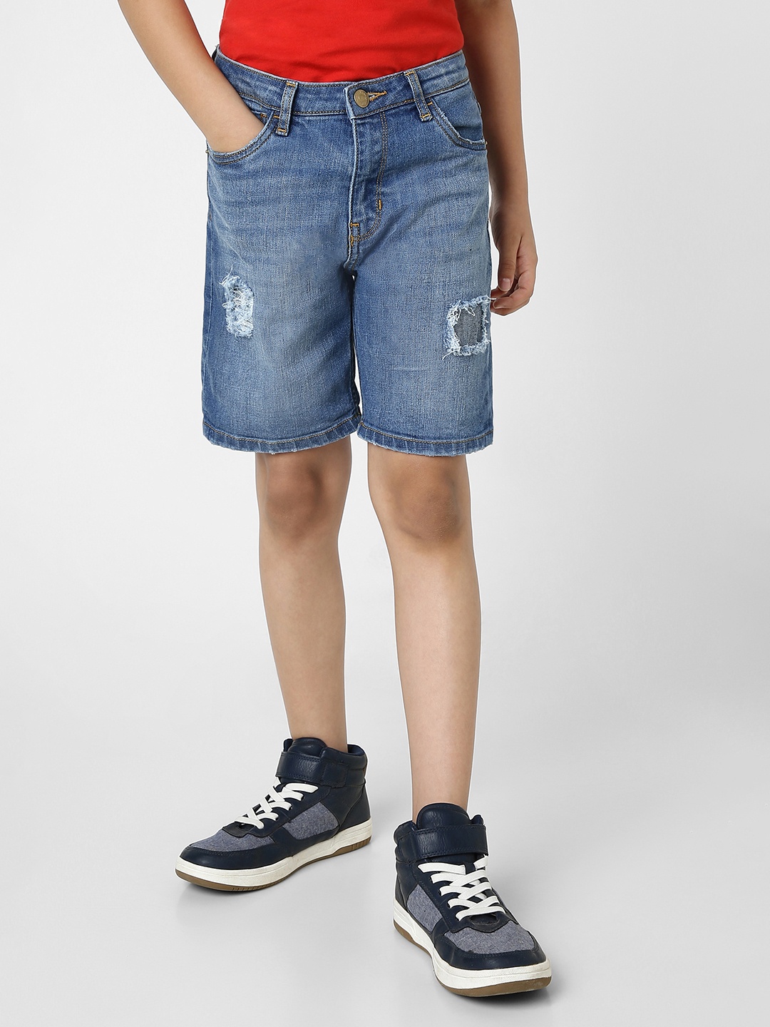 

Peter England Boys Blue Cotton Denim Shorts