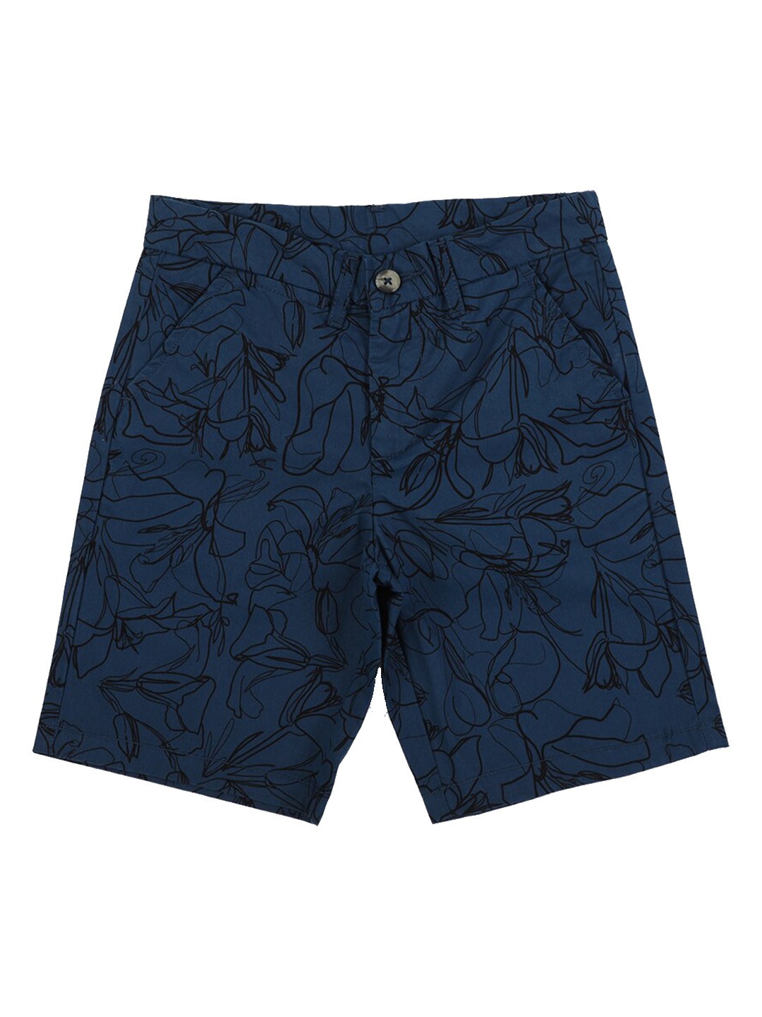 

Peter England Boys Navy Blue Cotton Floral Printed Shorts