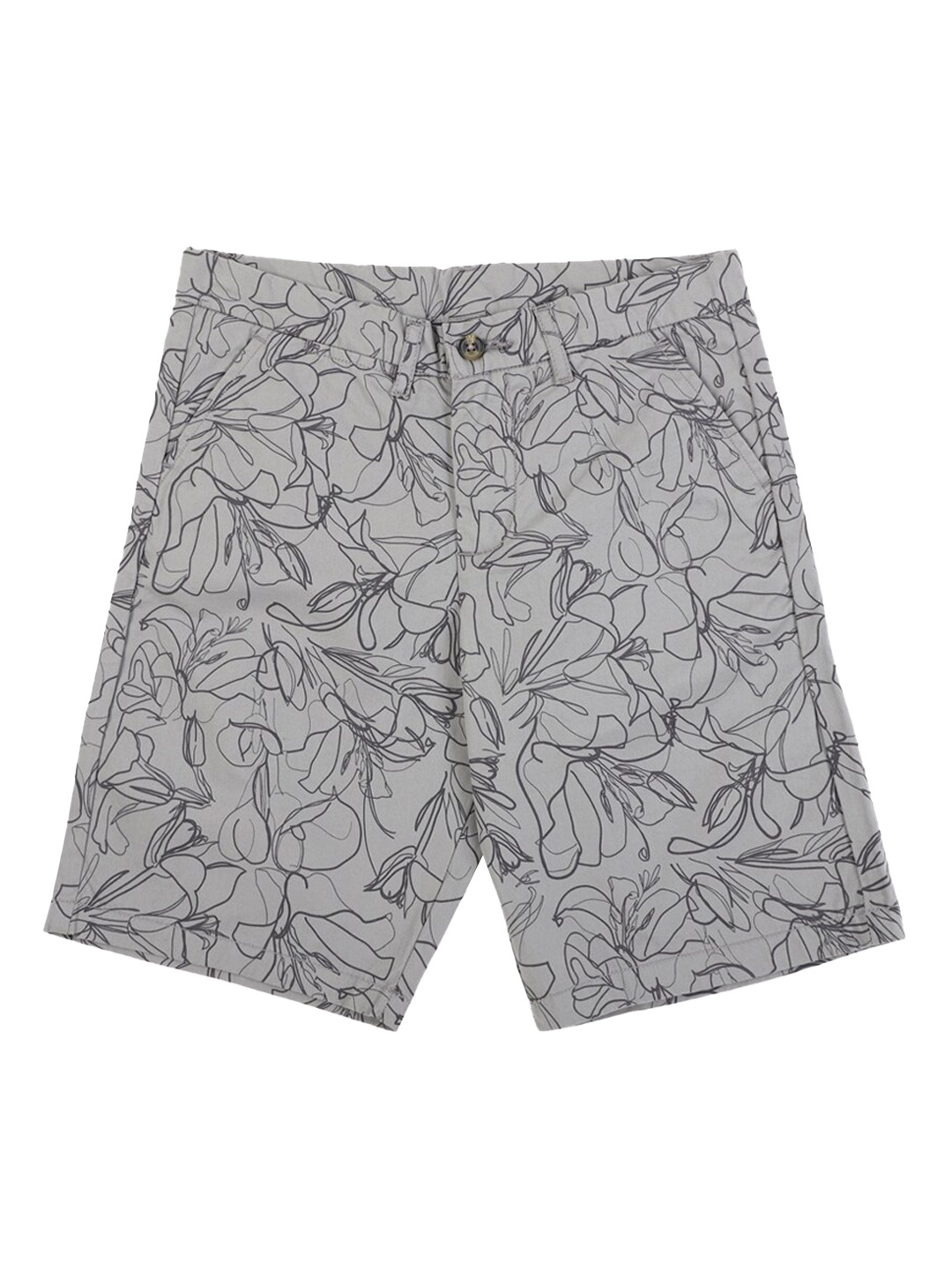 

Peter England Boys Grey Cotton Floral Printed Shorts