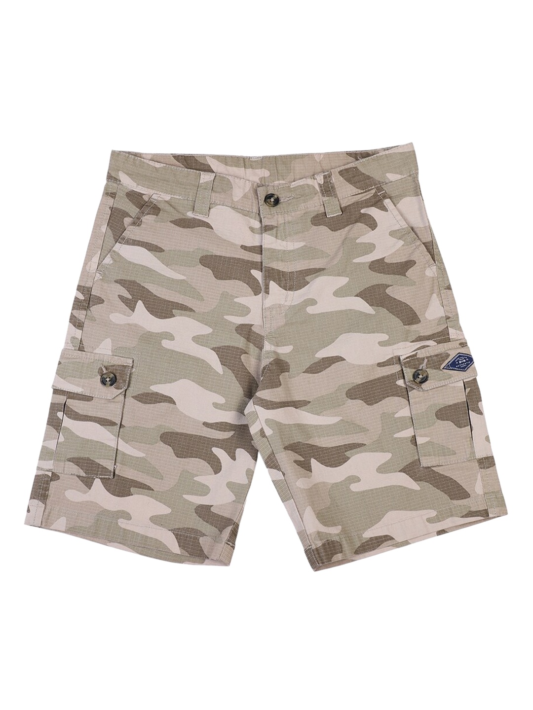 

Peter England Boys Cotton Camouflage Printed Cargo Shorts, Olive