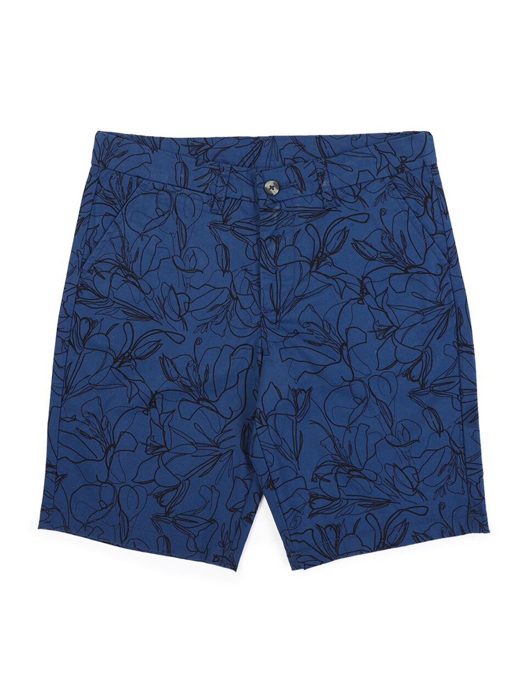 

Peter England Boys Navy Blue Cotton Floral Printed Shorts