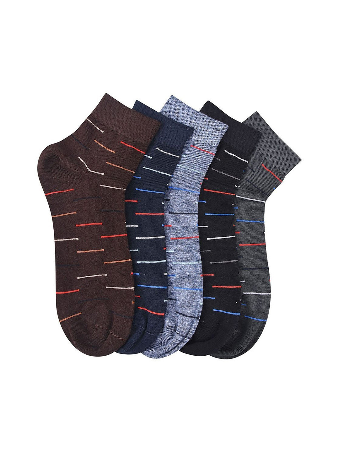 

MARC Men Pack Of 5 Blue & Maroon Patterned Ankle Length Socks