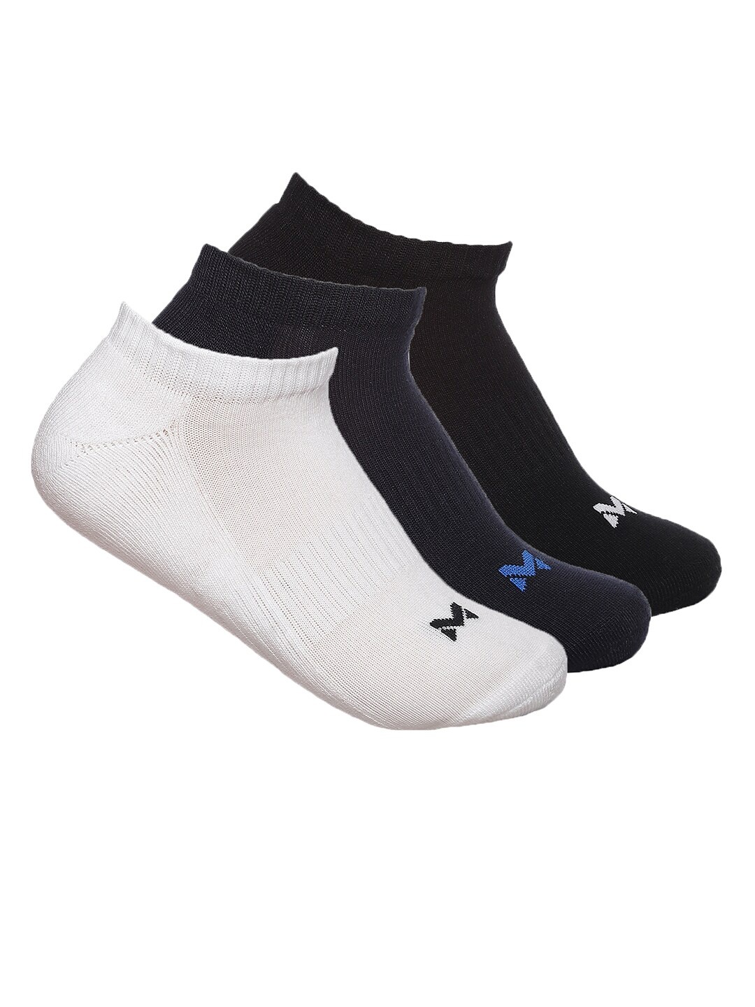 

MARC Men Set Of 3 Black & White Solid Ankle Length Cotton Socks