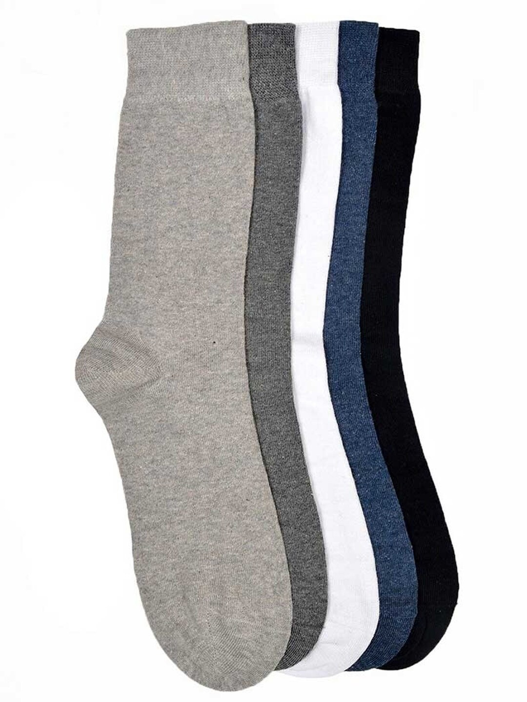 

MARC Men Pack Of 5 Grey & Blue Solid Calf Length Socks