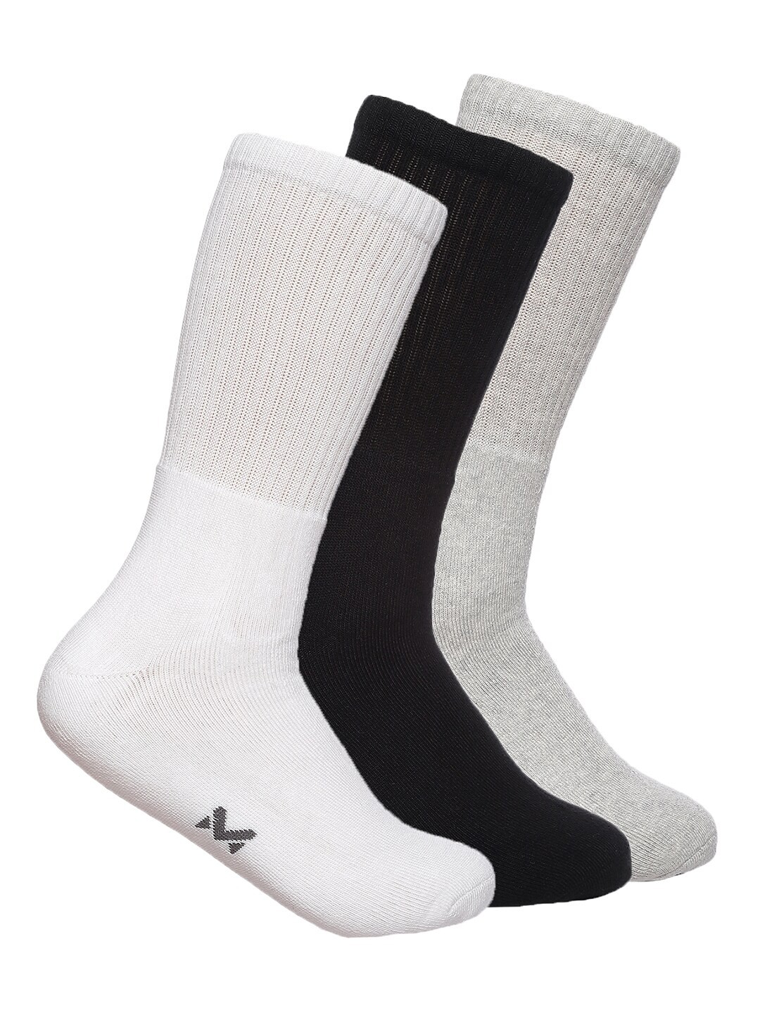 

MARC Men Pack Of 3 White & Black Solid Calf Length Socks