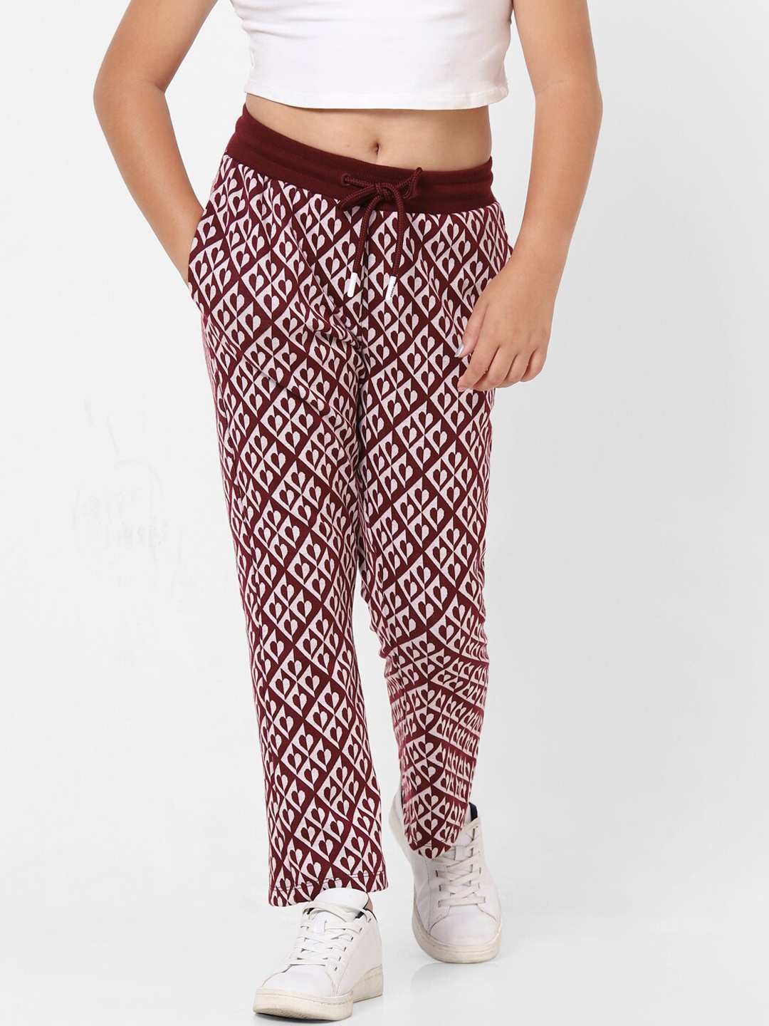 

KIDS ONLY Girls Maroon Printed Track Pants