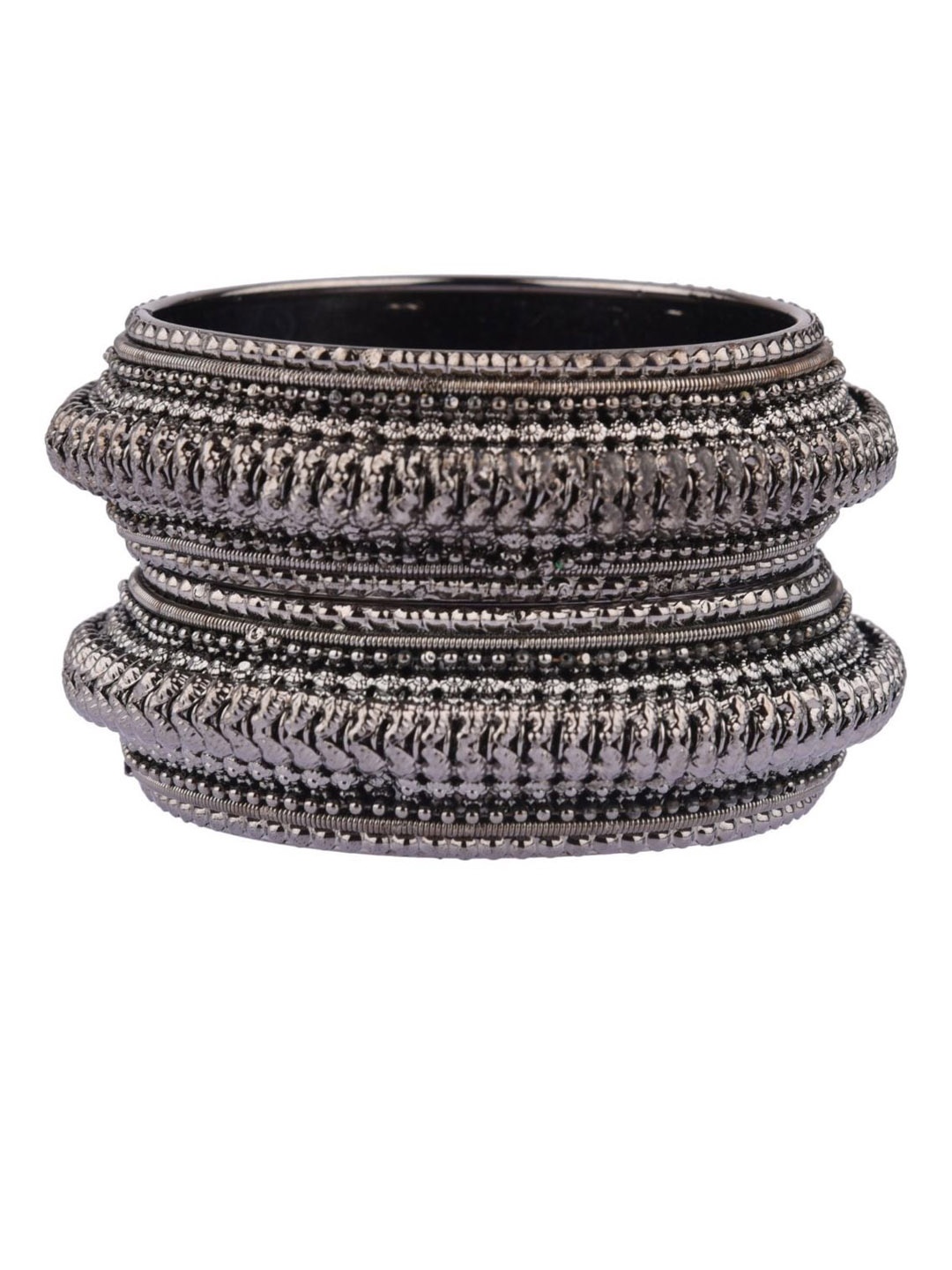 

Efulgenz Set Of 2 Rhodium-Plated Oxidised Black Bangle