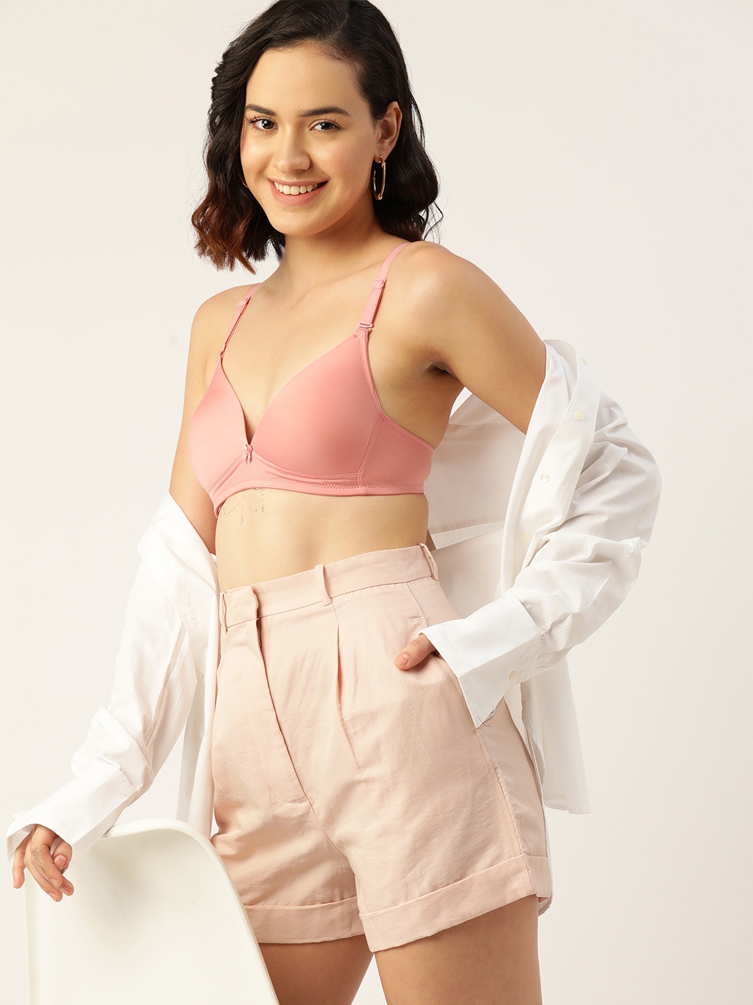 

DressBerry Medium Coverage Lightly Padded T-shirt Bra, Pink