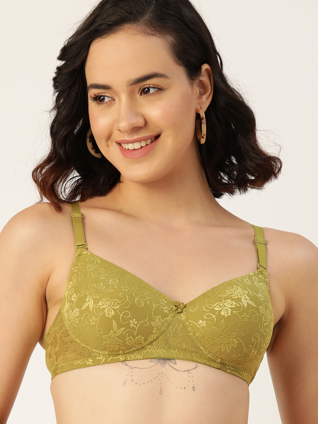 

DressBerry Medium Coverage Lightly Padded T-shirt Bra, Olive