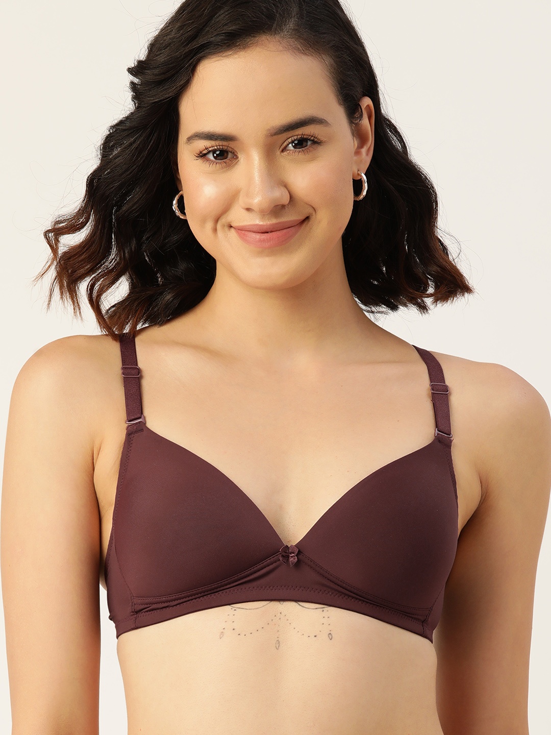 

DressBerry Medium Coverage Lightly Padded T-shirt Bra, Burgundy