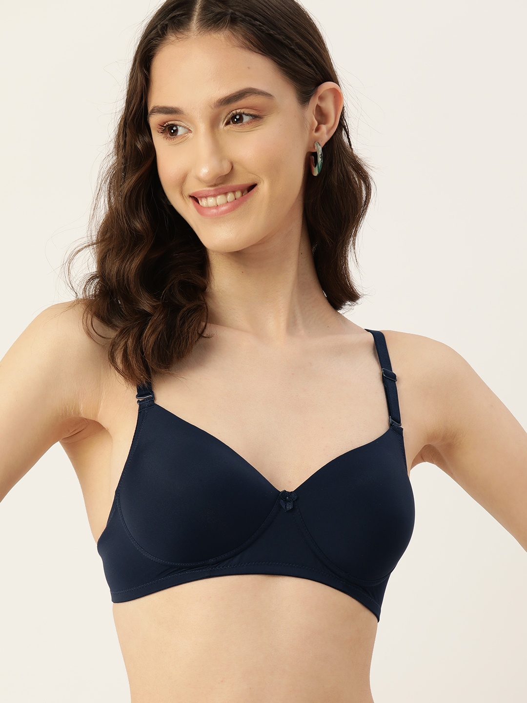 

DressBerry Medium Coverage Lightly Padded T-shirt Bra, Navy blue