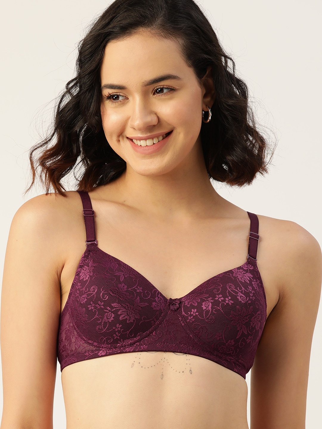

DressBerry Medium Coverage Lightly Padded T-shirt Bra, Burgundy