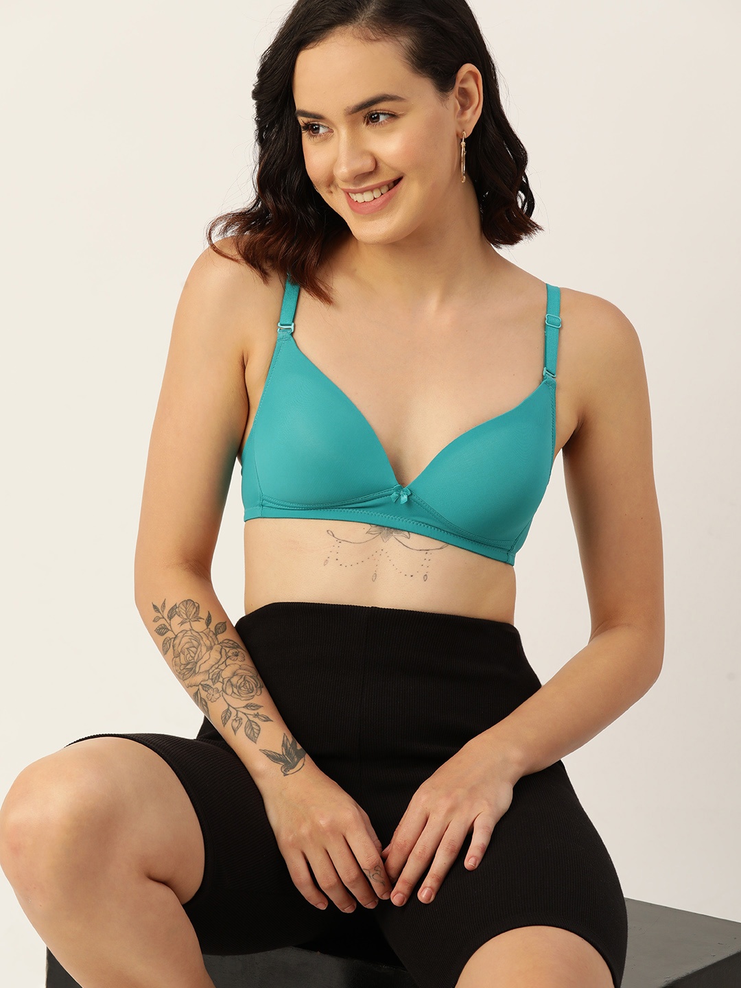 DressBerry Medium Coverage Lightly Padded T-shirt Bra, Turquoise blue