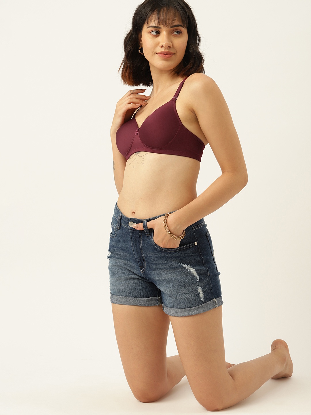 

DressBerry Full Coverage Lightly Padded Bra DB-LP-PS-CT-01, Maroon