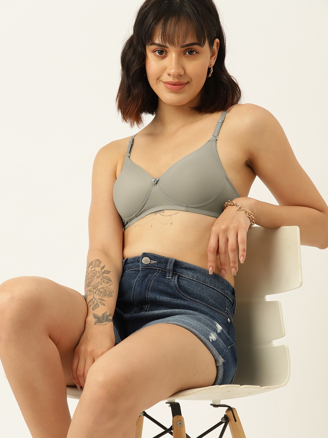 

DressBerry Full Coverage Lightly Padded Bra DB-LP-PS-02-A, Grey